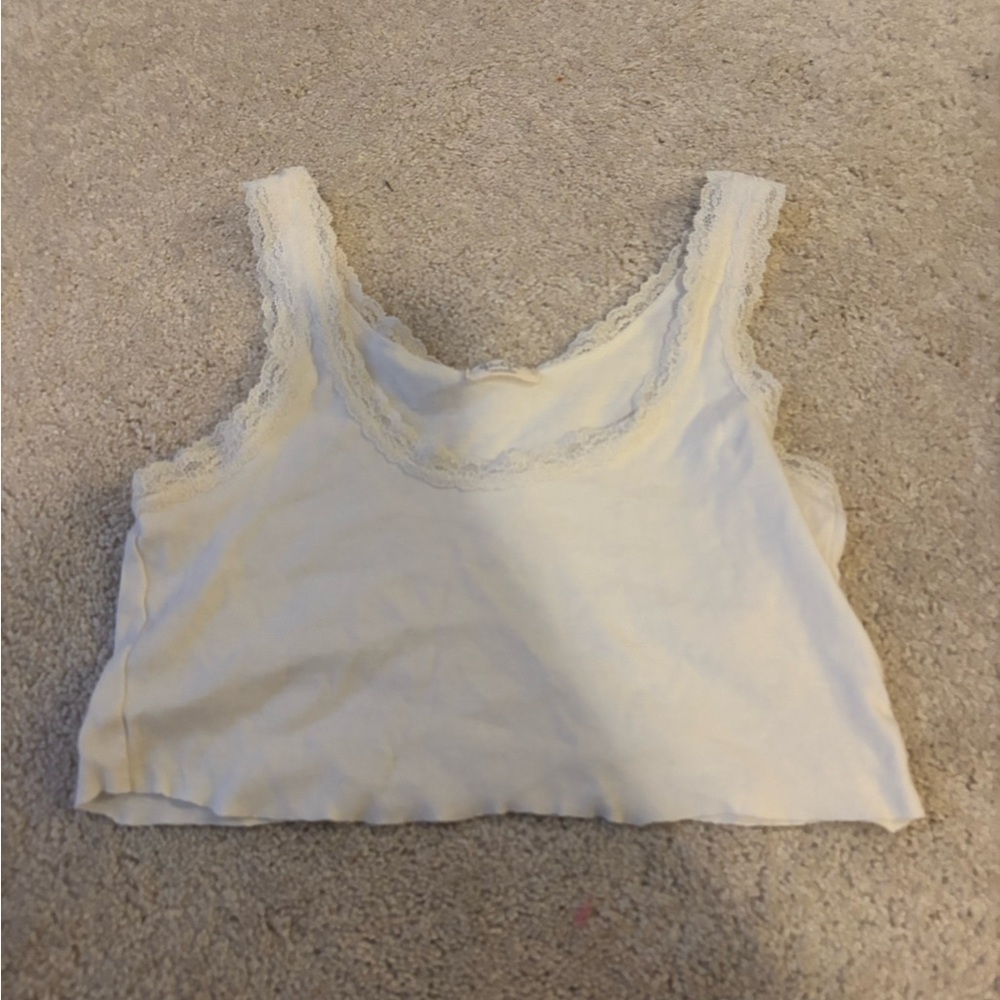 Brandy Melville Cream Lace Tank Top